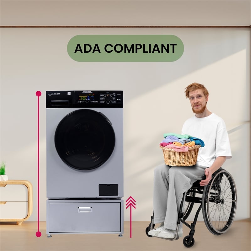 Equator 24in Laundry Pedestal 11in tall + Rollout Storage Drawer Adjustable feet
