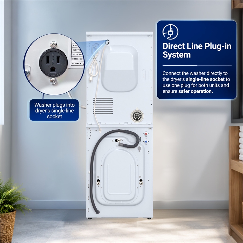 Equator VALUE STACK LAUNDRY 110V 26 Lbs Washer 2.5cf+Vented Dryer 4cf 1 OUTLET
