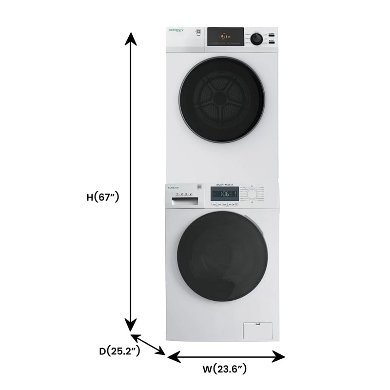 Equator VALUE STACK LAUNDRY 110V 26 Lbs Washer 2.5cf+Vented Dryer 4cf 1 OUTLET