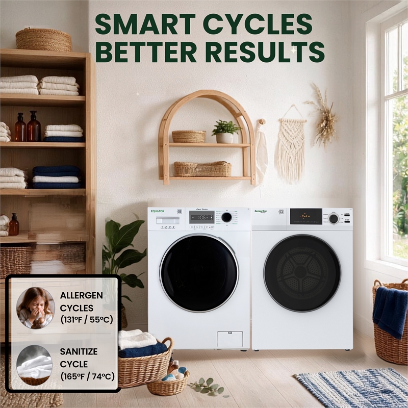 Equator VALUE STACK LAUNDRY 220V 26 Lbs Washer 2.5cf+Vented Dryer 4cf 1 OUTLET