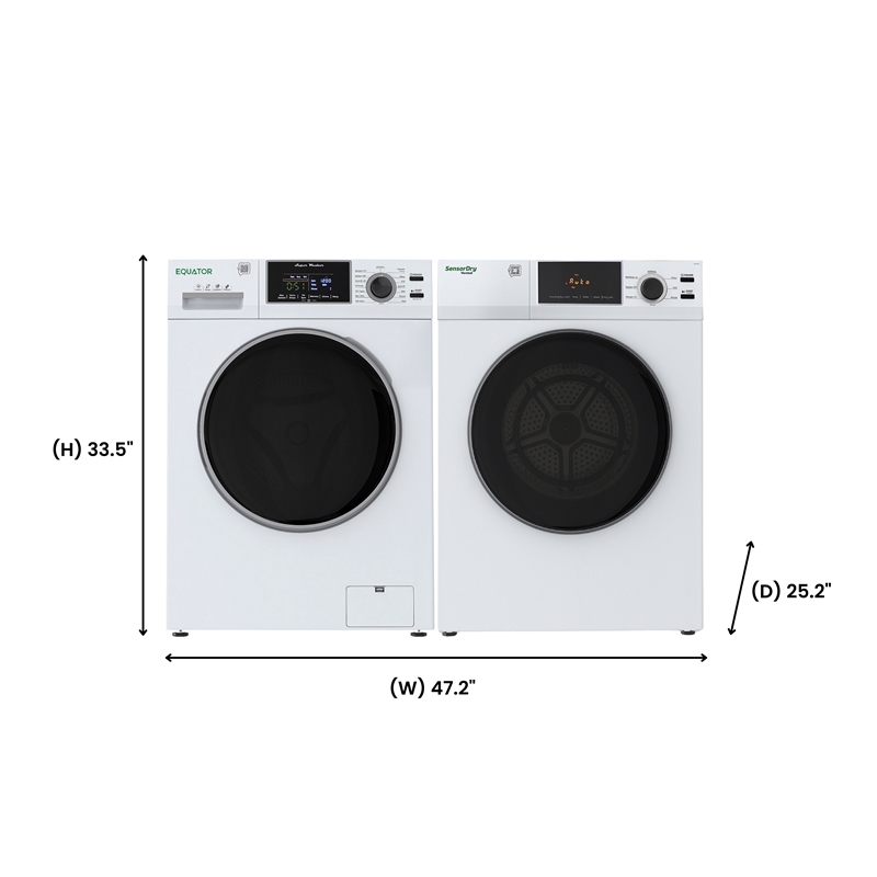 Equator ADVANCED STACK LAUNDRY 220V 26 Lb Washer 2.5cf+Vented Dryer 4cf 1 OUTLET