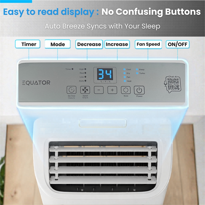 Equator 16000BTU Portable AC Cool+Heat 700sf Auto Swing 110V