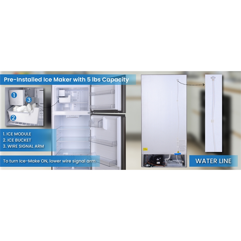 Conserv 30in Refrigerator 18cf Top Freezer INSTALLED ICE MAKER E-STAR 110V