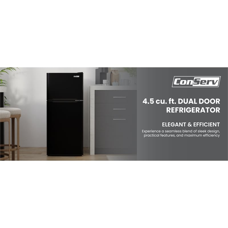 Conserv 19in BLACK Compact 2 Door Refrigerator 4.5cf Reversible Door 110V