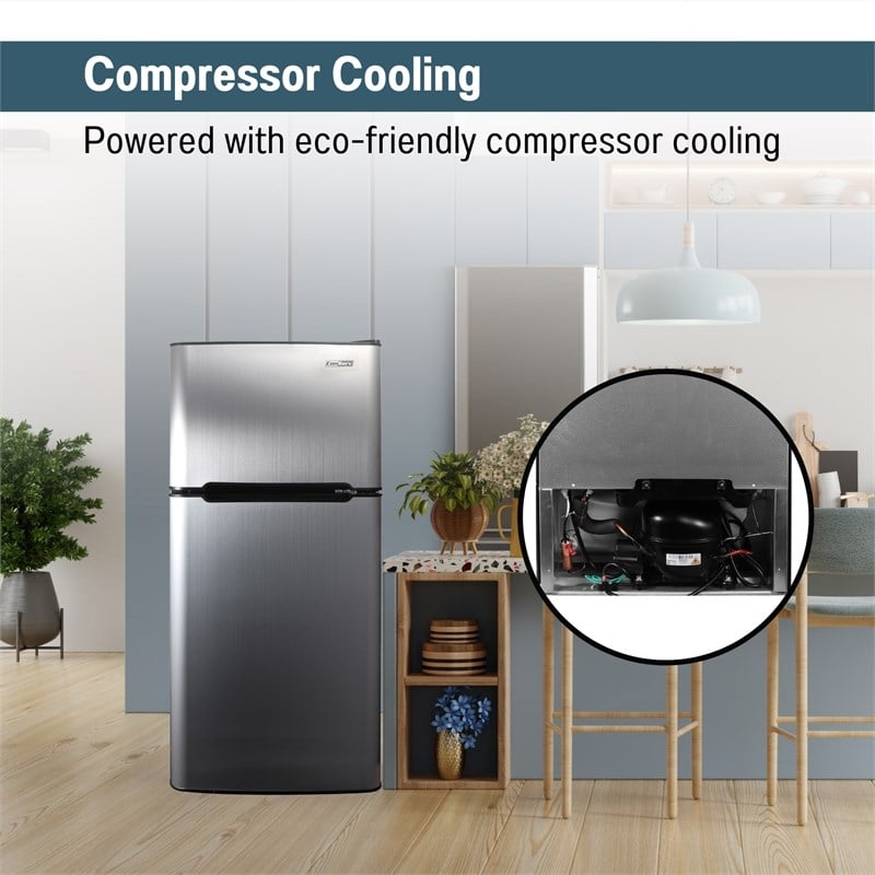 ConServ 4.5cu.ft 2 Door Mini Freestanding Refrigerator with Freezer in Stainless