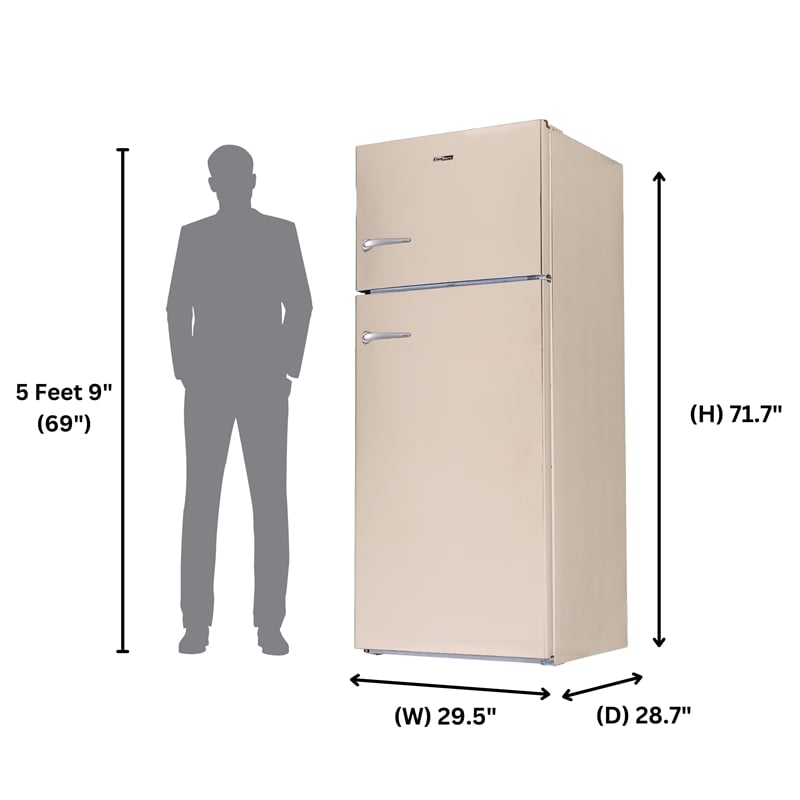 Conserv 30in RETRO Refrigerator 18cf Top Mount FACTORY INSTALLED ICE MAKER 110V