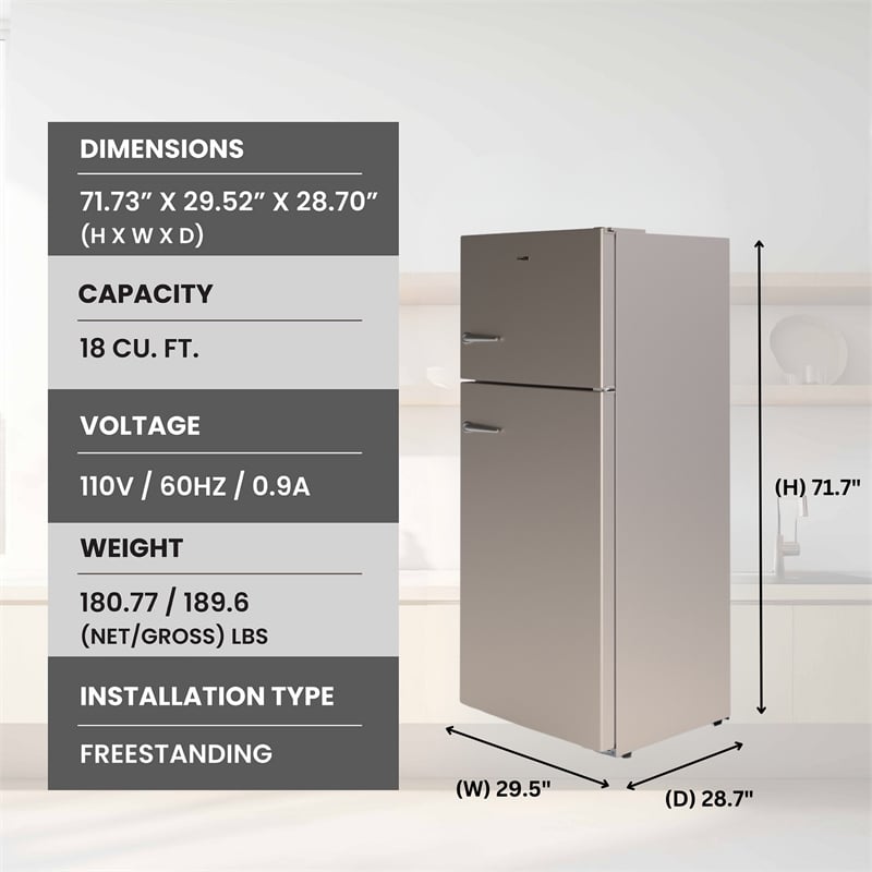 Conserv 30in RETRO Refrigerator 18cf Top Mount FACTORY INSTALLED ICE MAKER 110V