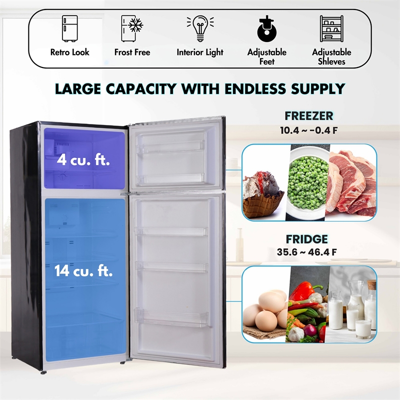 Conserv 30in RETRO Refrigerator 18cf Top Mount FACTORY INSTALLED ICE MAKER 110V