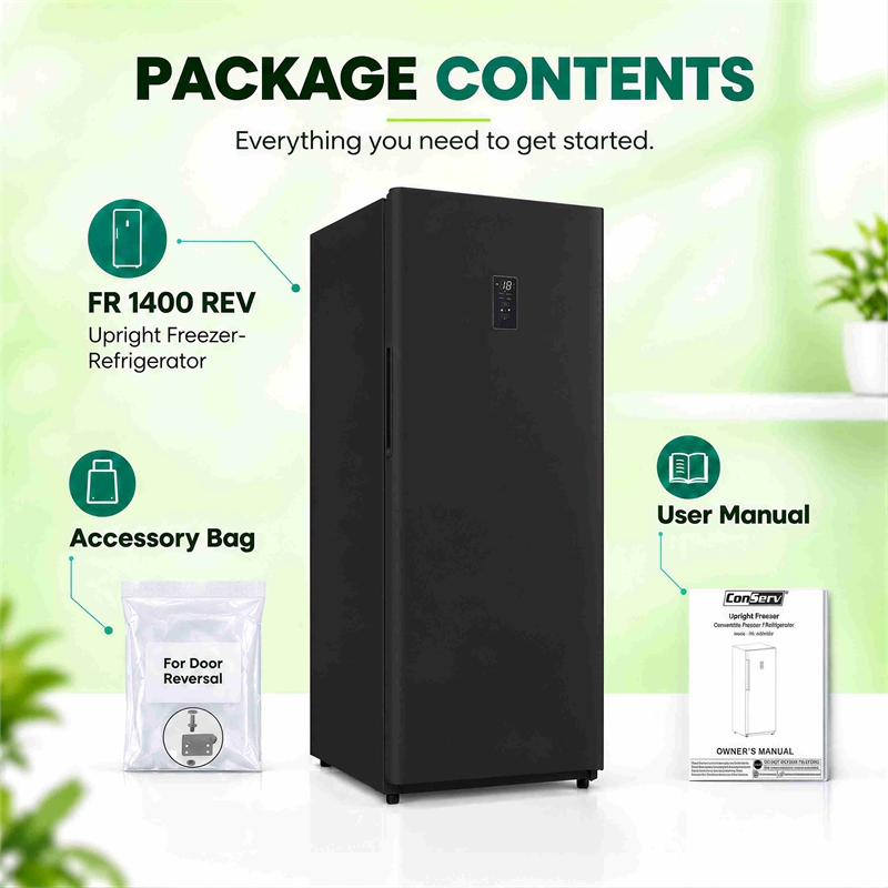 Conserv 14cf Upright Freezer CONVERTIBLE REF Garage Ready E-Star 28in wide 110V