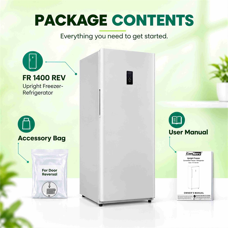 Conserv 14cf Upright Freezer CONVERTIBLE REF Garage Ready E-Star 28in wide 110V