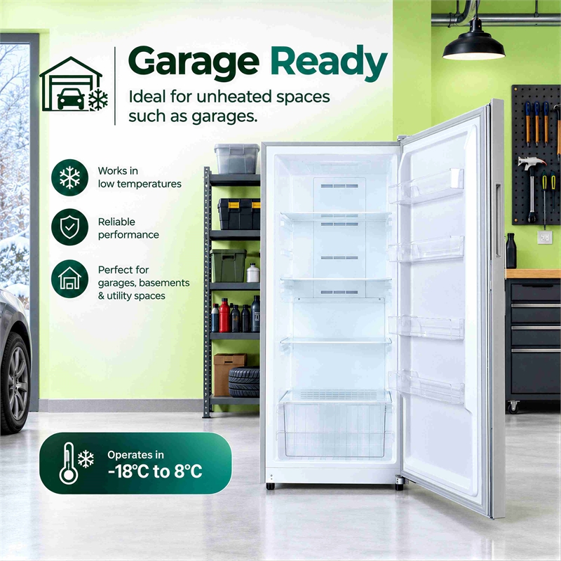 Conserv 14cf Upright Freezer CONVERTIBLE REF Garage Ready E-Star 28in wide 110V