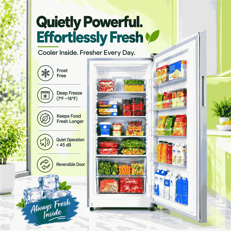 Conserv 14cf Upright Freezer CONVERTIBLE REF Garage Ready E-Star 28in wide 110V
