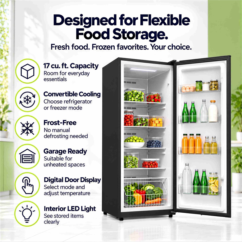 Conserv 17  cu.ft. Convertible Upright Freezer/Refrigerator  in Black