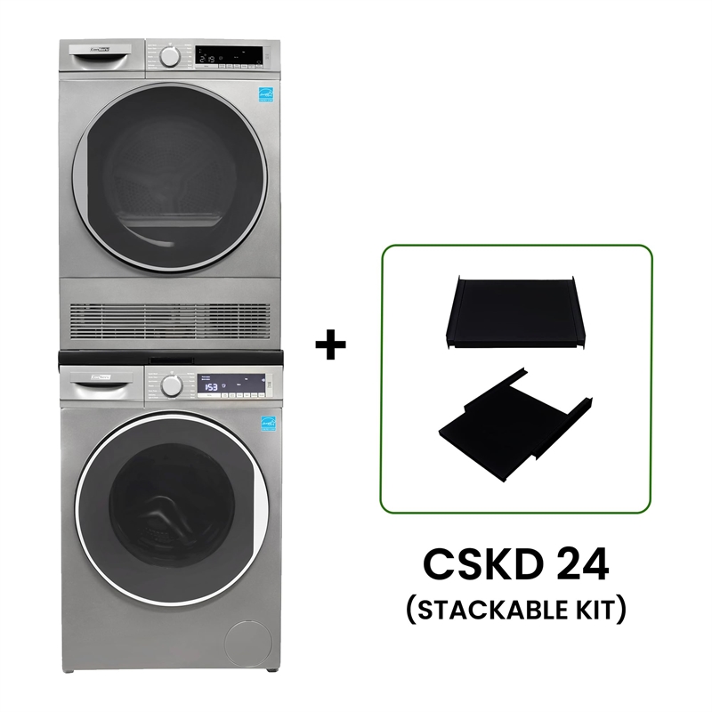 Conserv LUXE STACKABLE Washer 2.2 cf 110 V Dryer 4 Cf 220V with Stacking Shelf