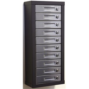 charnstrom 10-door wall mount cell phone cabinet in charcoal gray