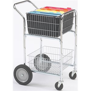 charnstrom stainless steel compact cart with removable baskets in chrome