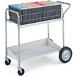 Charnstrom Stainless Steel Medium Basket File Cart with Shelf in Chrome/Gray