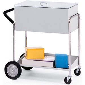 Charnstrom Stainless Steel Medium File Cart with Locking Top in Chrome/Gray