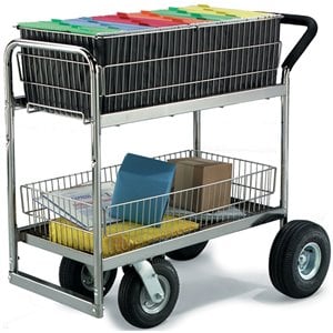 charnstrom stainless steel medium wire basket file cart in chrome