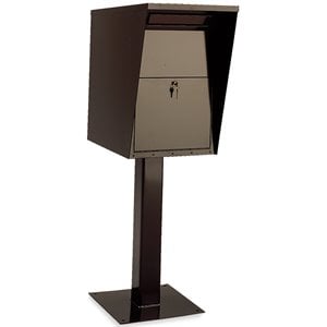 Charnstrom Stainless Steel Document Drop Box with Pedestal in Cocoa Brown