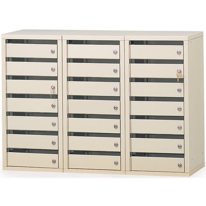 Charnstrom 21-Door Stainless Steel Security Station with Key Locks in Putty