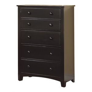 simple relax 5 drawers pine wood & particle board chest in black