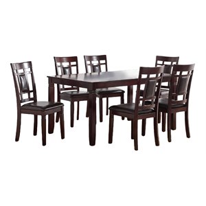 simple relax 7-piece rubber wood & faux leather dining set in espresso