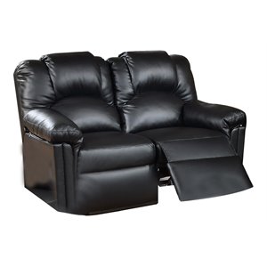 simple relax manual motion bonded faux leather motion loveseat in black
