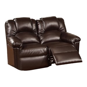 simple relax adjustable bonded faux leather motion loveseat in espresso