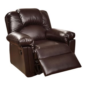 simple relax bonded faux leather & pine frame glider recliner in espresso