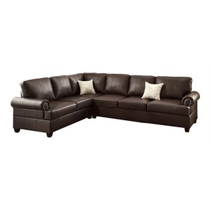 simple relax 2-piece bonded faux leather sectional sofa set in espresso