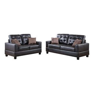 simple relax 2-piece faux leather sofa and loveseat set in espresso