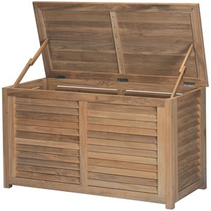hiteak furniture poolside teak wooden patio cushion deck box in natural