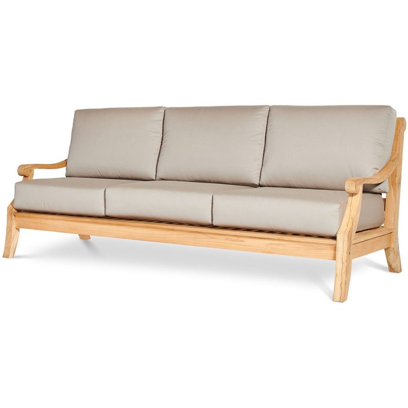 HiTeak Furniture Sonoma Teak Wooden Deep Seating Patio Sofa in Natural