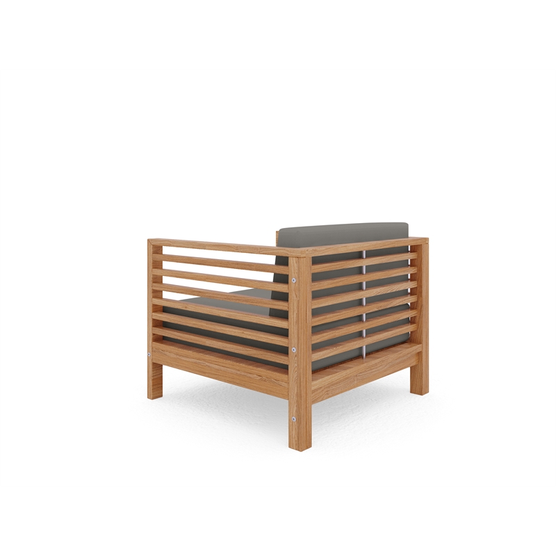 Curated Maison Sylvie Teak Outdoor Club Chair with Charcoal Cushion