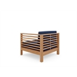 Curated Maison Sylvie Teak Outdoor Club Chair with Navy Cushion