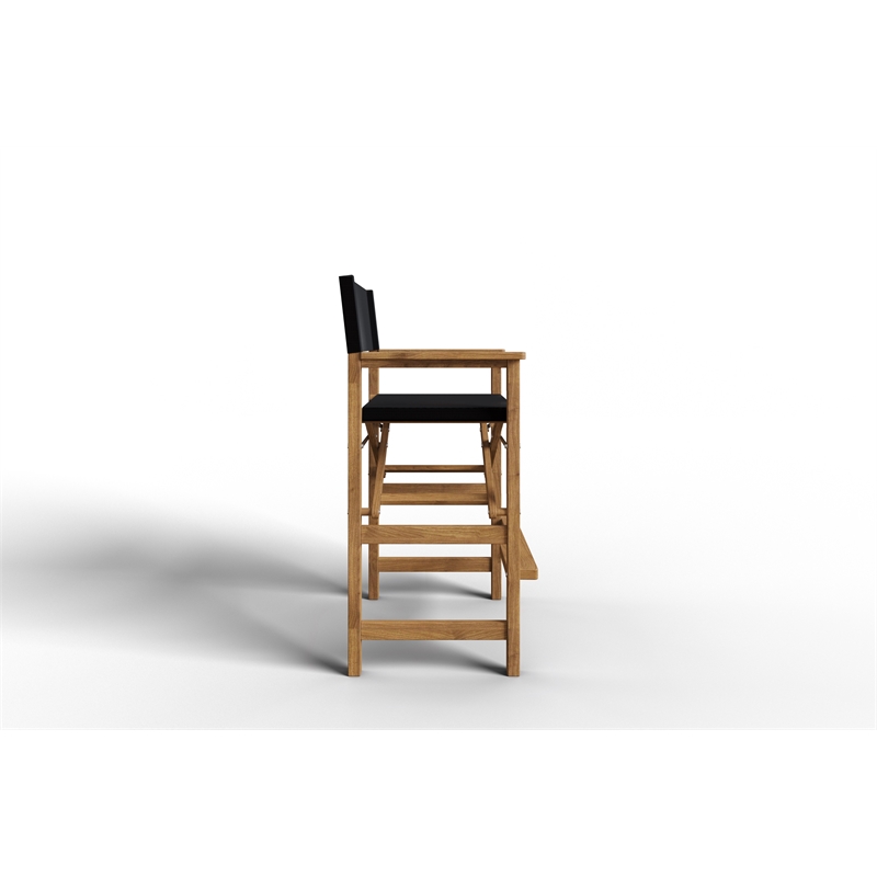 Curated Maison Directeur Teak Outdoor Bar Armchair in Black
