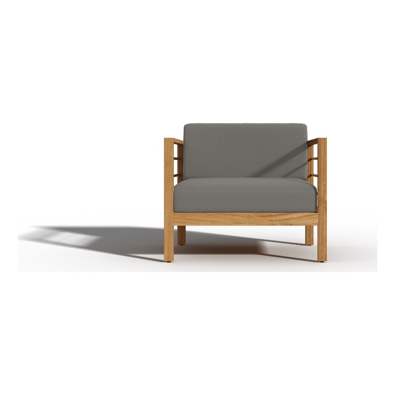 Curated Maison Leon Teak Outdoor Club Chair with Charcoal Fabric Cushion