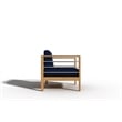Curated Maison Leon Teak Outdoor Club Chair with Navy Fabric Cushion