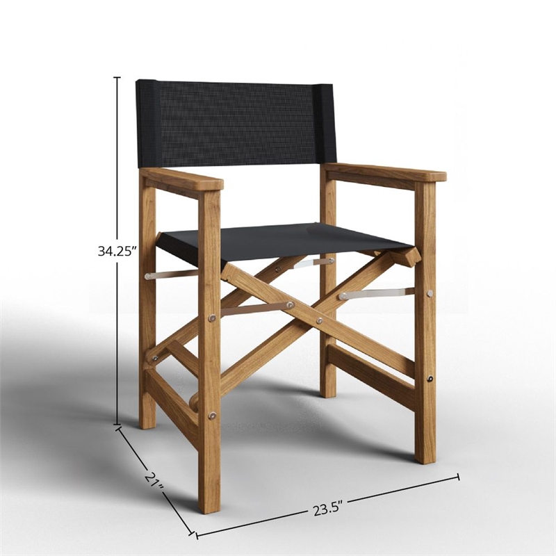 Curated Maison Directeur Teak Folding Outdoor Folding Armchair in Black