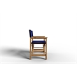 Curated Maison Directeur Teak Outdoor Folding Armchair in Blue Dura-Sling Fabric