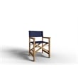 Curated Maison Directeur Teak Outdoor Folding Armchair in Blue Dura-Sling Fabric