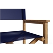 Curated Maison Directeur Teak Outdoor Folding Armchair in Blue Dura-Sling Fabric