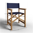 Curated Maison Directeur Teak Outdoor Folding Armchair in Blue Dura-Sling Fabric