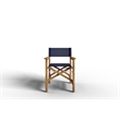 Curated Maison Directeur Teak Outdoor Folding Armchair in Blue Dura-Sling Fabric