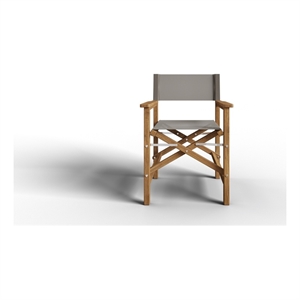 Curated Maison Directeur Teak Outdoor Folding Armchair Taupe Dura-Sling Fabric
