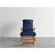 Curated Maison Adelle Teak Folding Outdoor Deck Chair Lounge with Navy Cushions