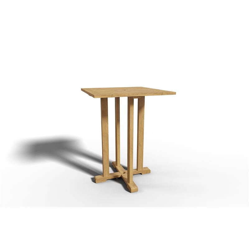 Curated Maison Directeur 3 Pc Square Teak Outdoor Bar Height Dining Set in Blue