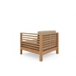 Curated Maison Sylvie Teak Outdoor Club Chair with Fawn Cushion in Tan
