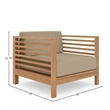 Curated Maison Sylvie Teak Outdoor Club Chair with Fawn Cushion in Tan